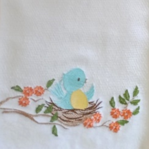 Embroidered Bird Hand Towel Set