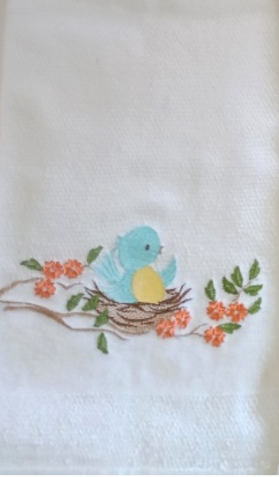 Embroidered Bird Hand Towel Set